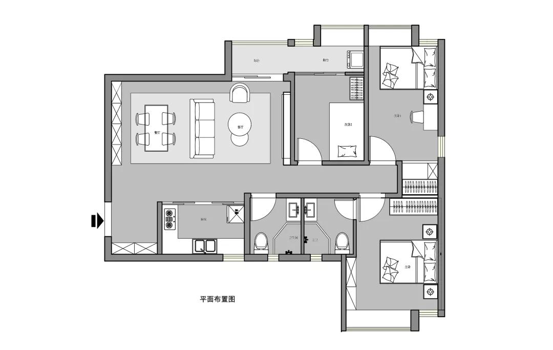户型图 平面布置图 ▲玄关正对大门的的这面墙挂了一